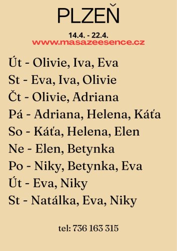 Út-čt 14-17.4.NOVÁ Olivie